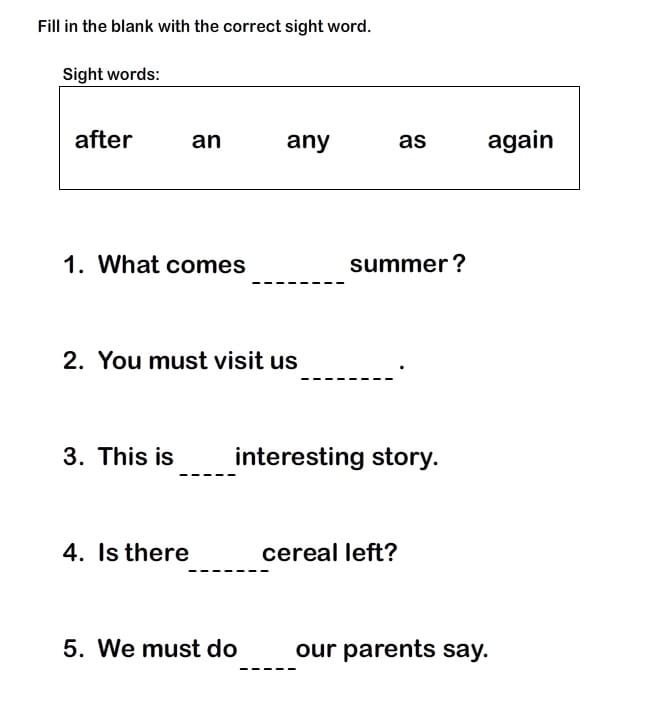 Sentence Completion Worksheet Free Download