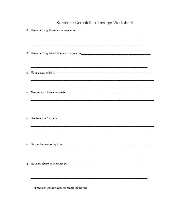 Sentence Completion Worksheet Free Photo