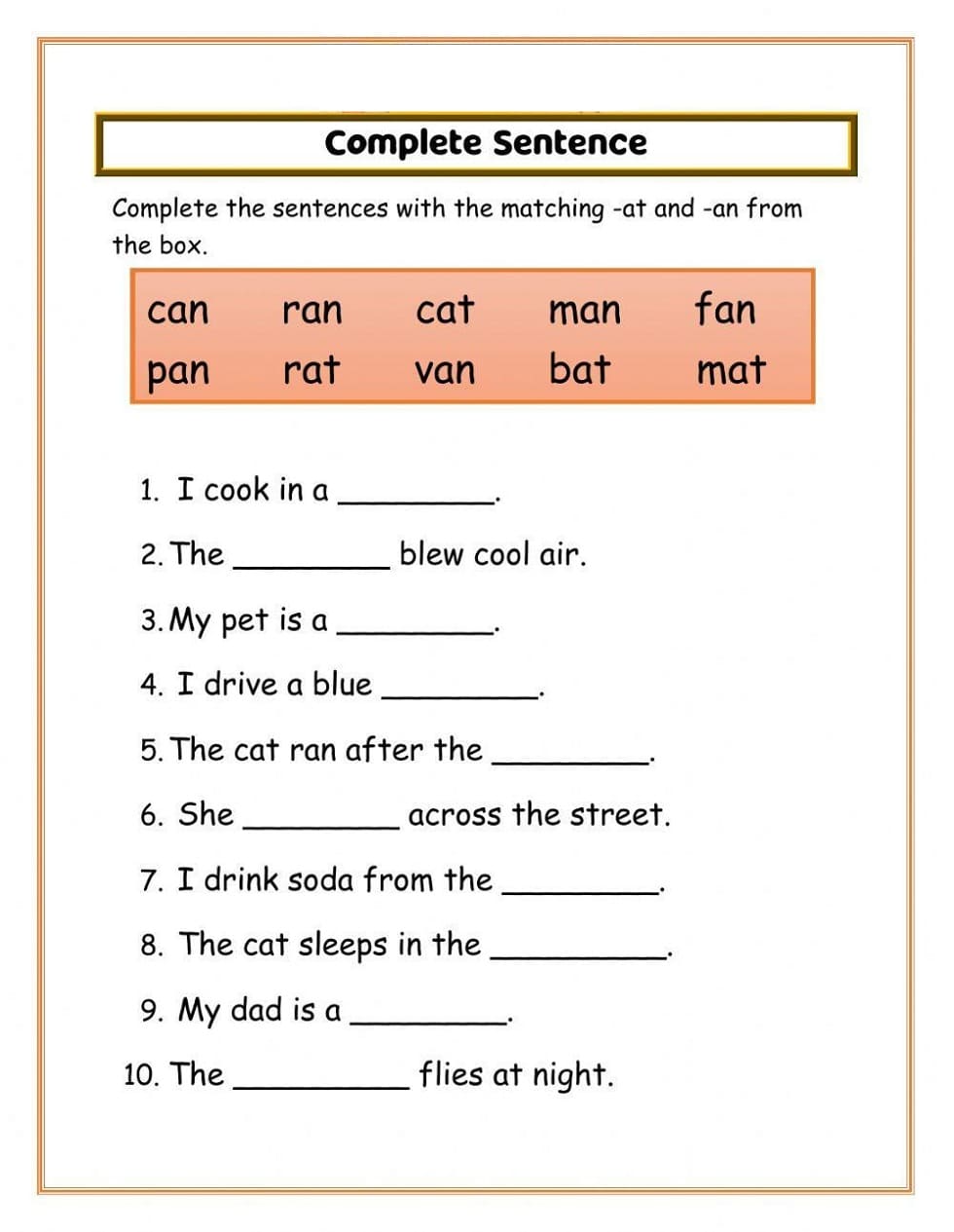 Sentence Completion Worksheet Free Photos