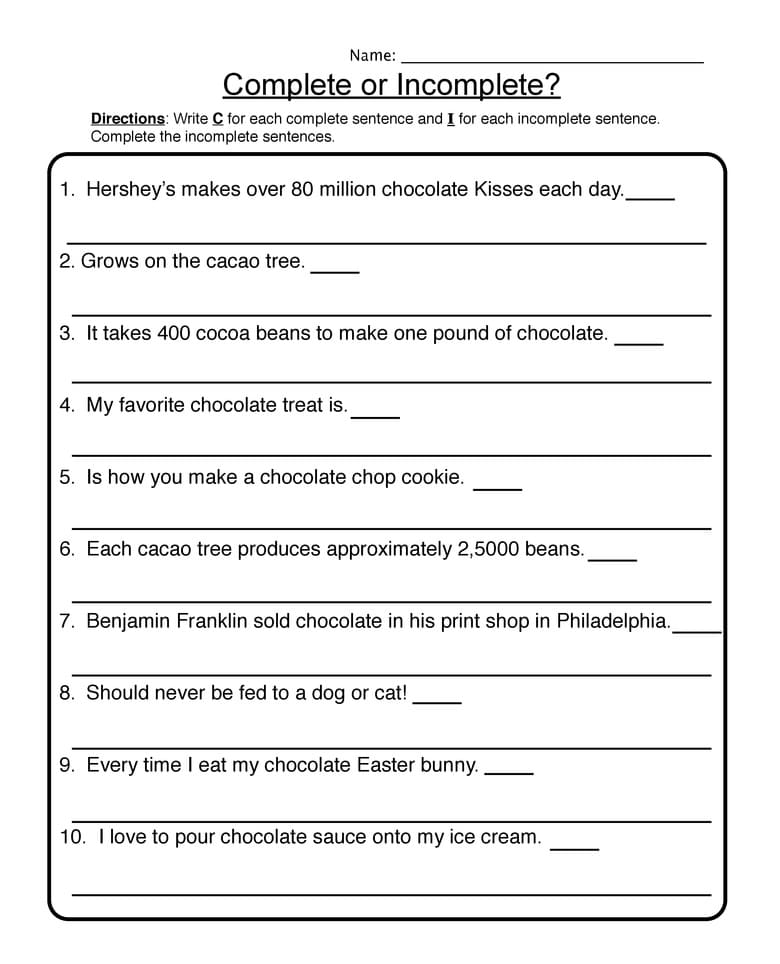 Sentence Completion Worksheet Photo