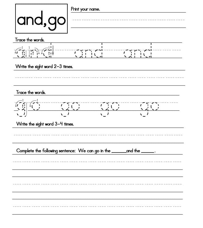 Sight Word Worksheet For Adults