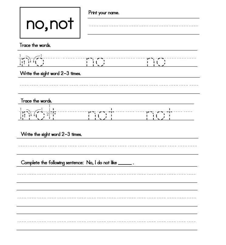 Sight Word Worksheet For Free