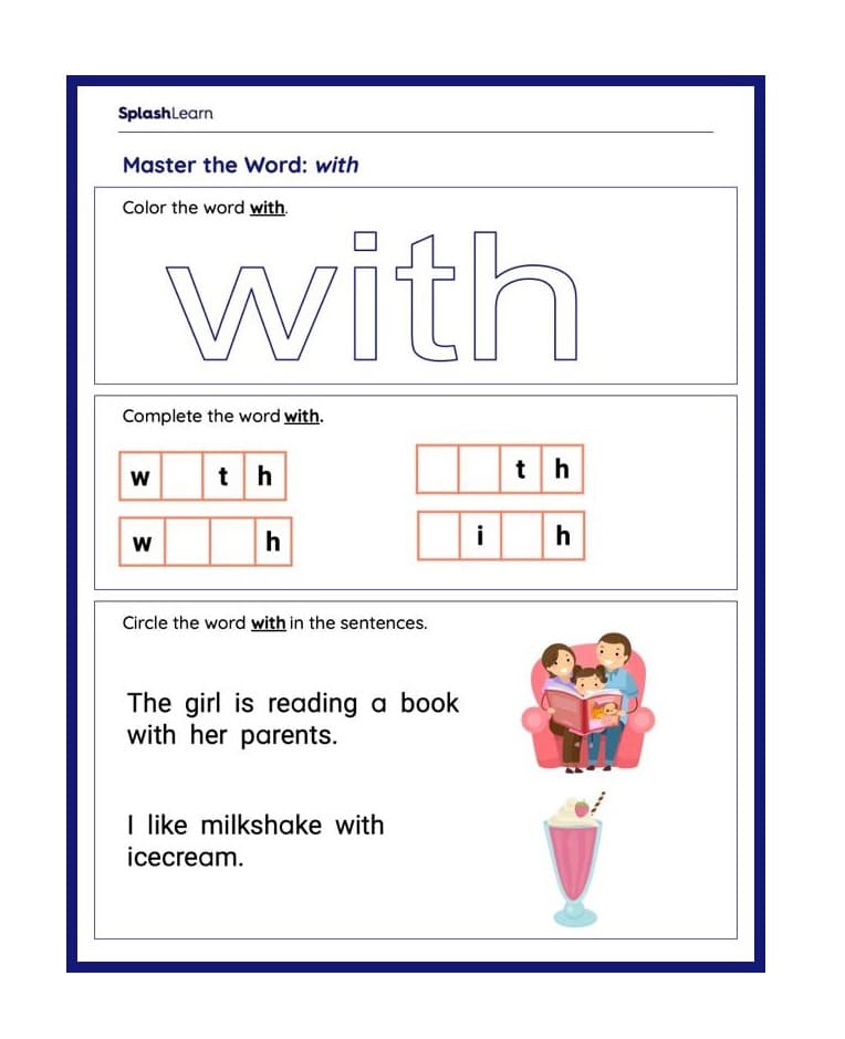 Sight Word Worksheet For Kid