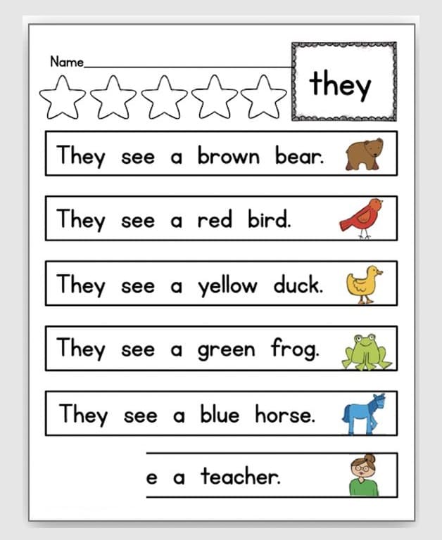 Sight Word Worksheet Free Photos