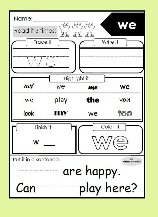 Sight Word Worksheet Photo Download