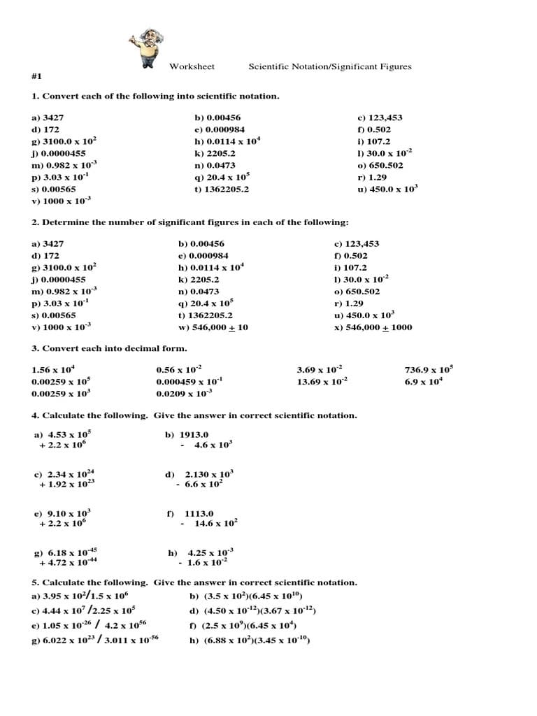 Significant Figures Worksheets