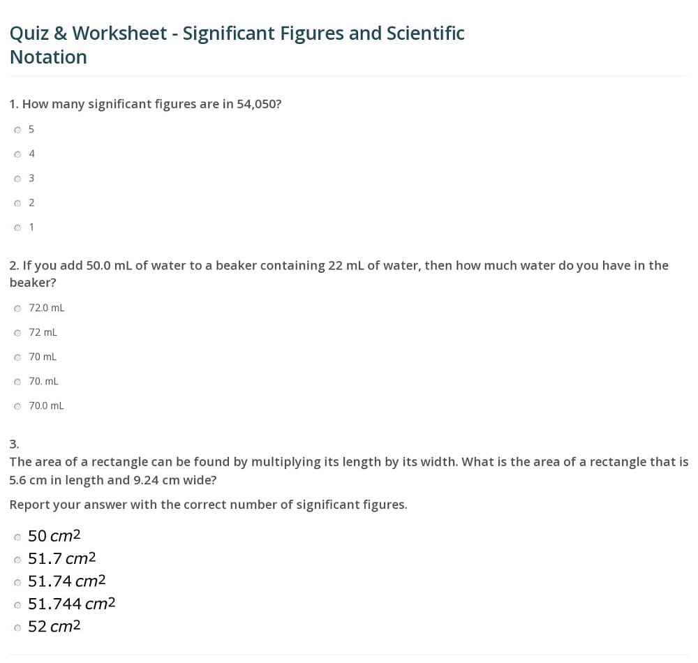 Significant Figures Worksheet For Free