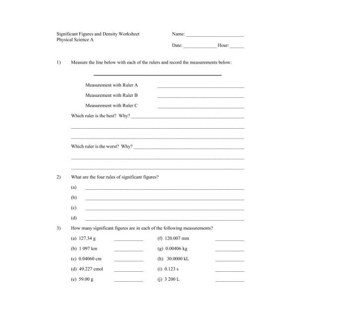 Significant Figures Worksheet For Kid