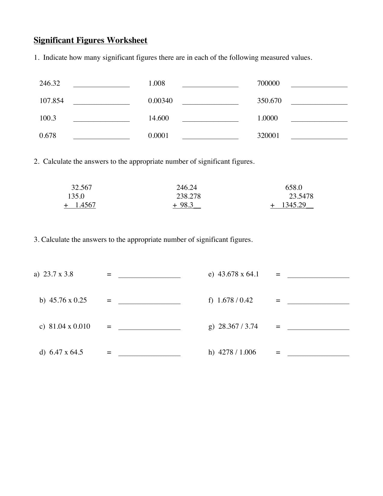 Significant Figures Worksheet Free Photos