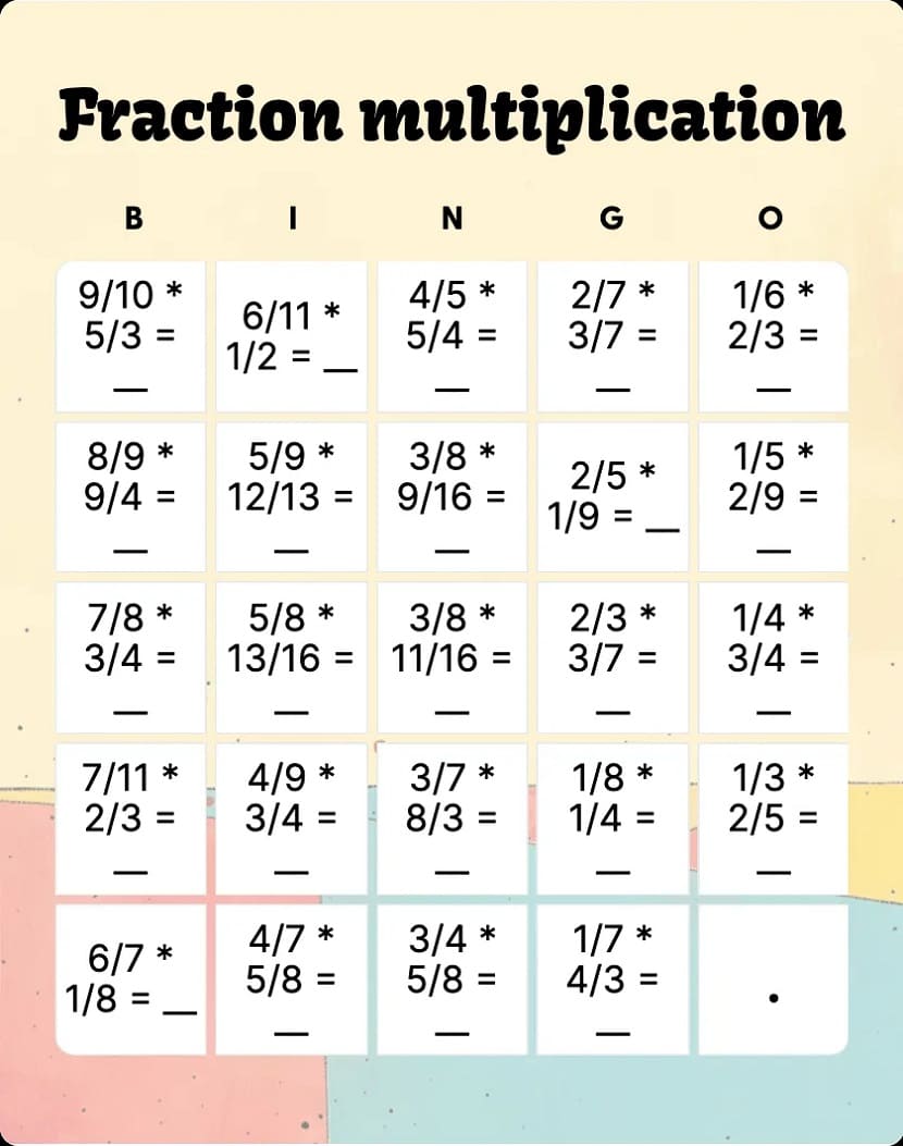 Simple Multiplication Bingo