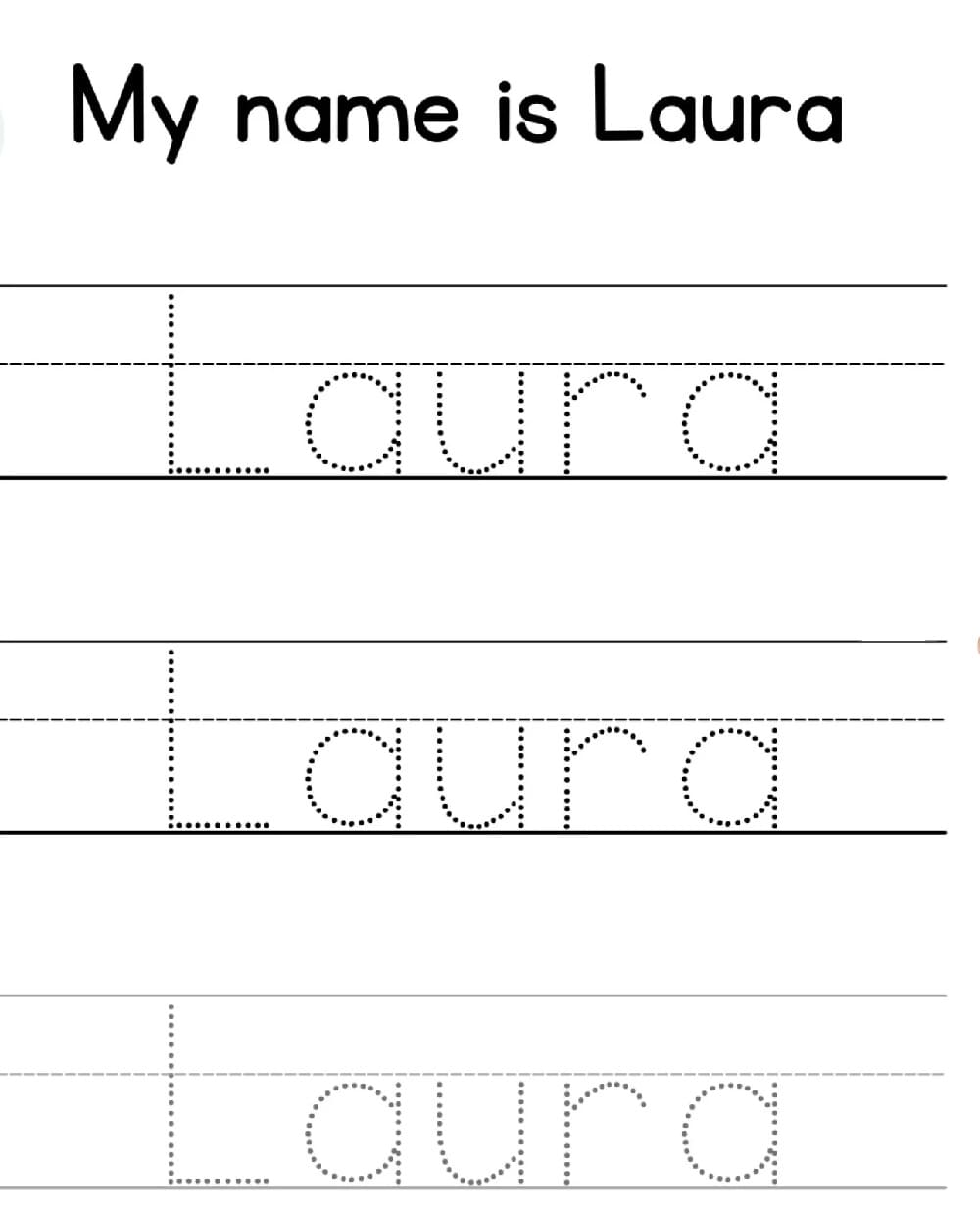 Simple Name Tracing Worksheet