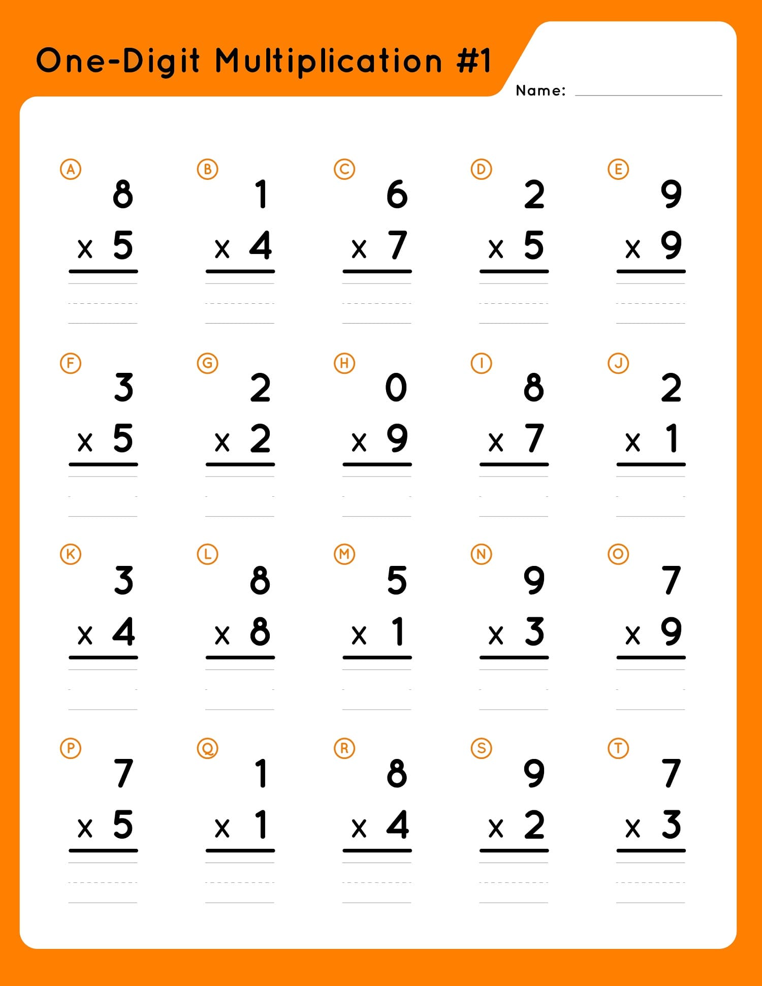 Simple One Minute Multiplication Drill