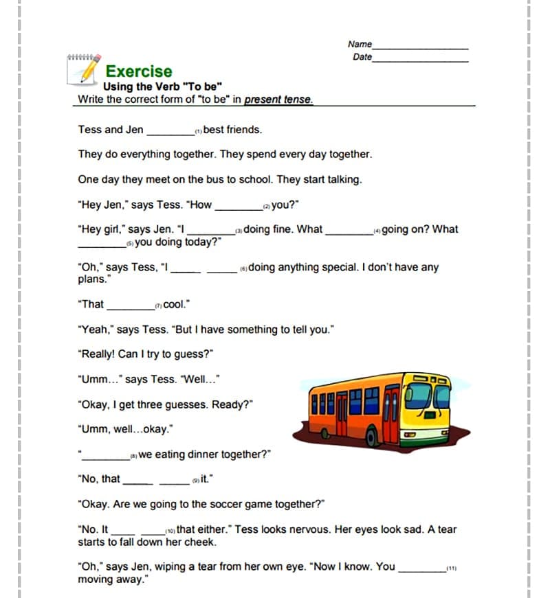 Simple Verb Tense Worksheet