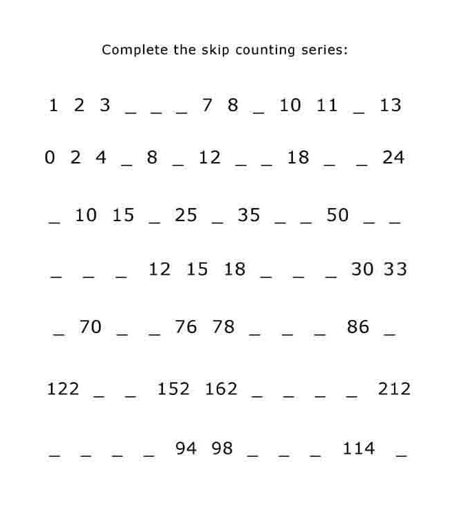 Skip Counting Worksheet Free Image