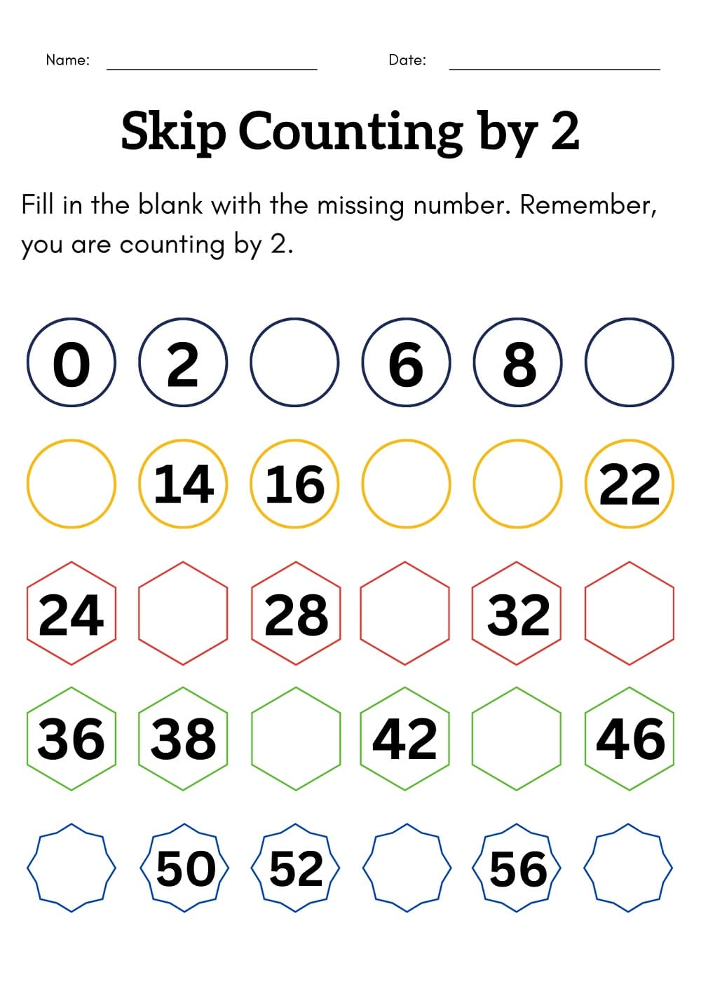 Skip Counting Worksheets