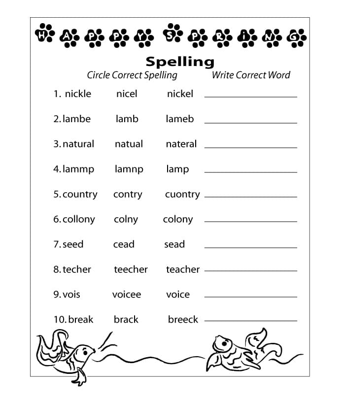 Spelling Worksheet Download Free