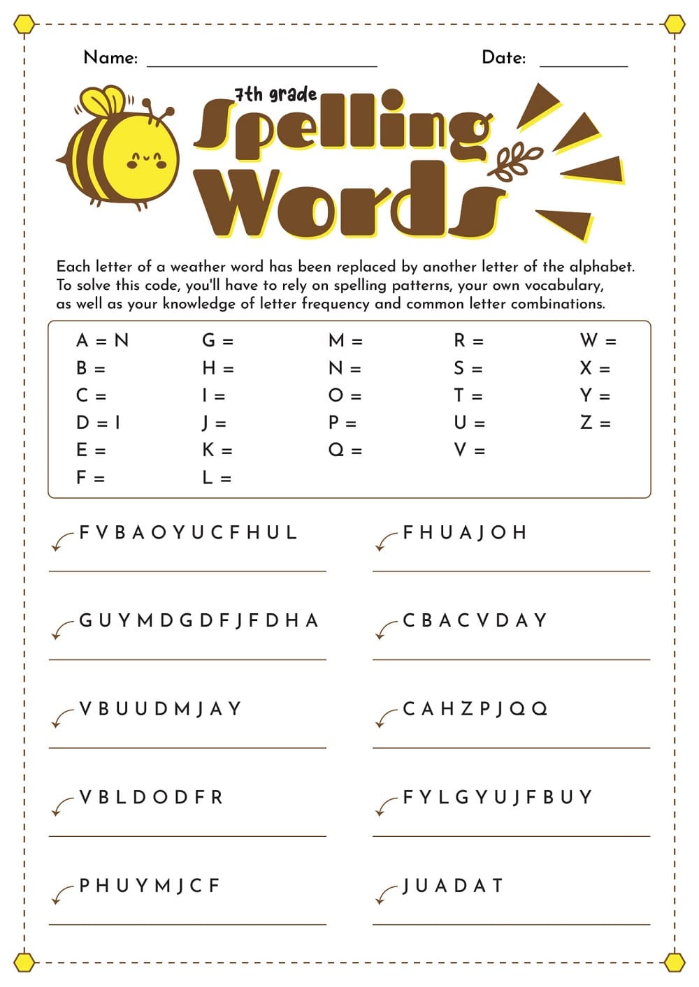 Spelling Worksheet Download