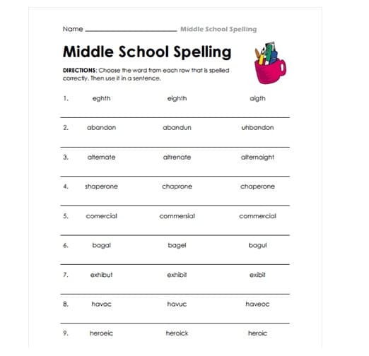 Spelling Worksheet For Kid