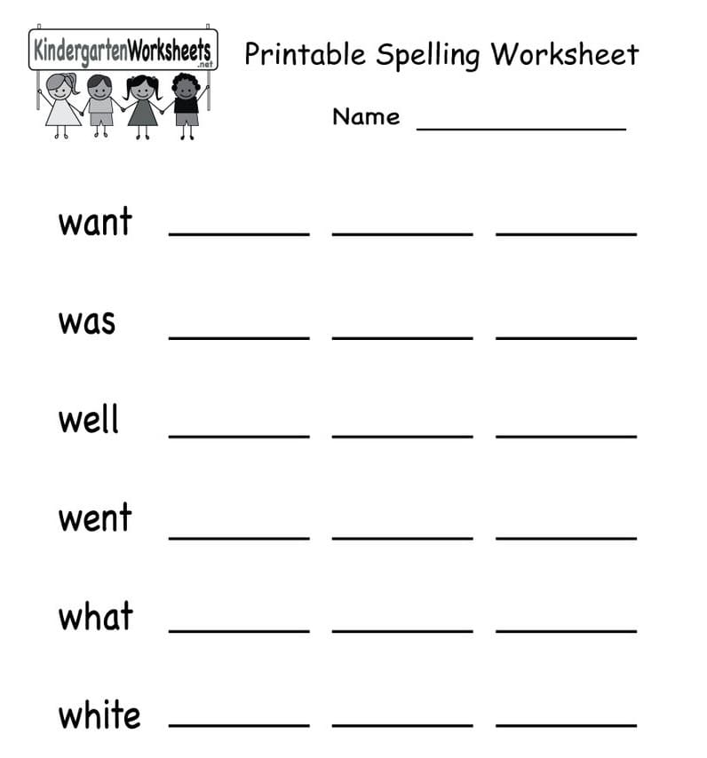 Spelling Worksheet For Kids