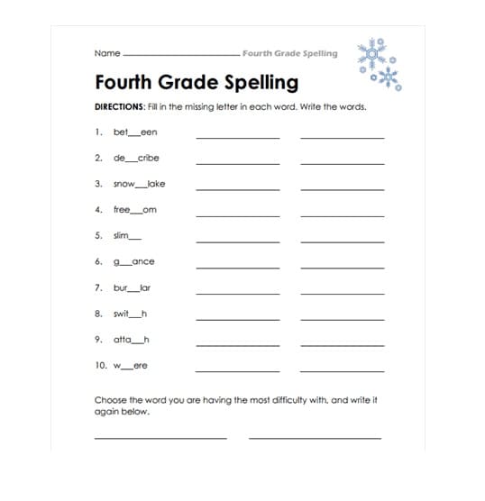 Spelling Worksheet Free Image