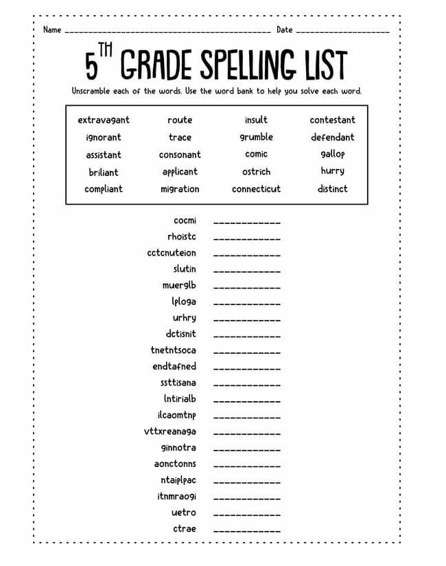 Spelling Worksheet Free Photos