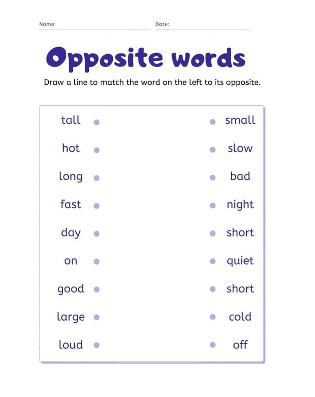 Synonyms and Antonyms Worksheet For Kid