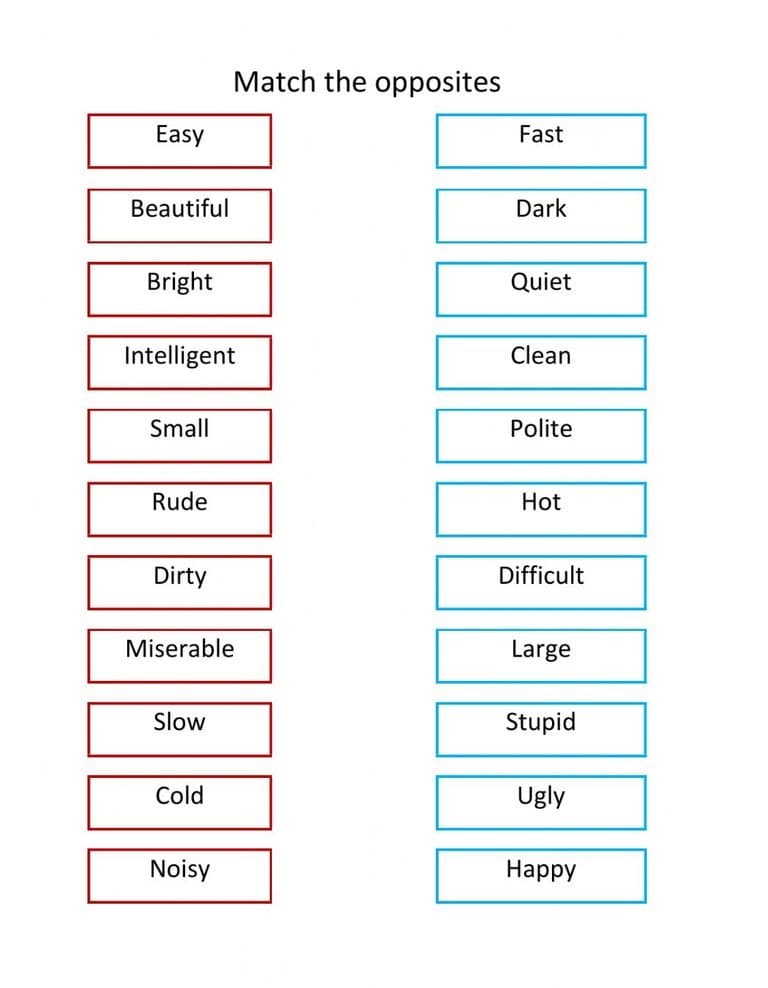 Synonyms and Antonyms Worksheet For Kids