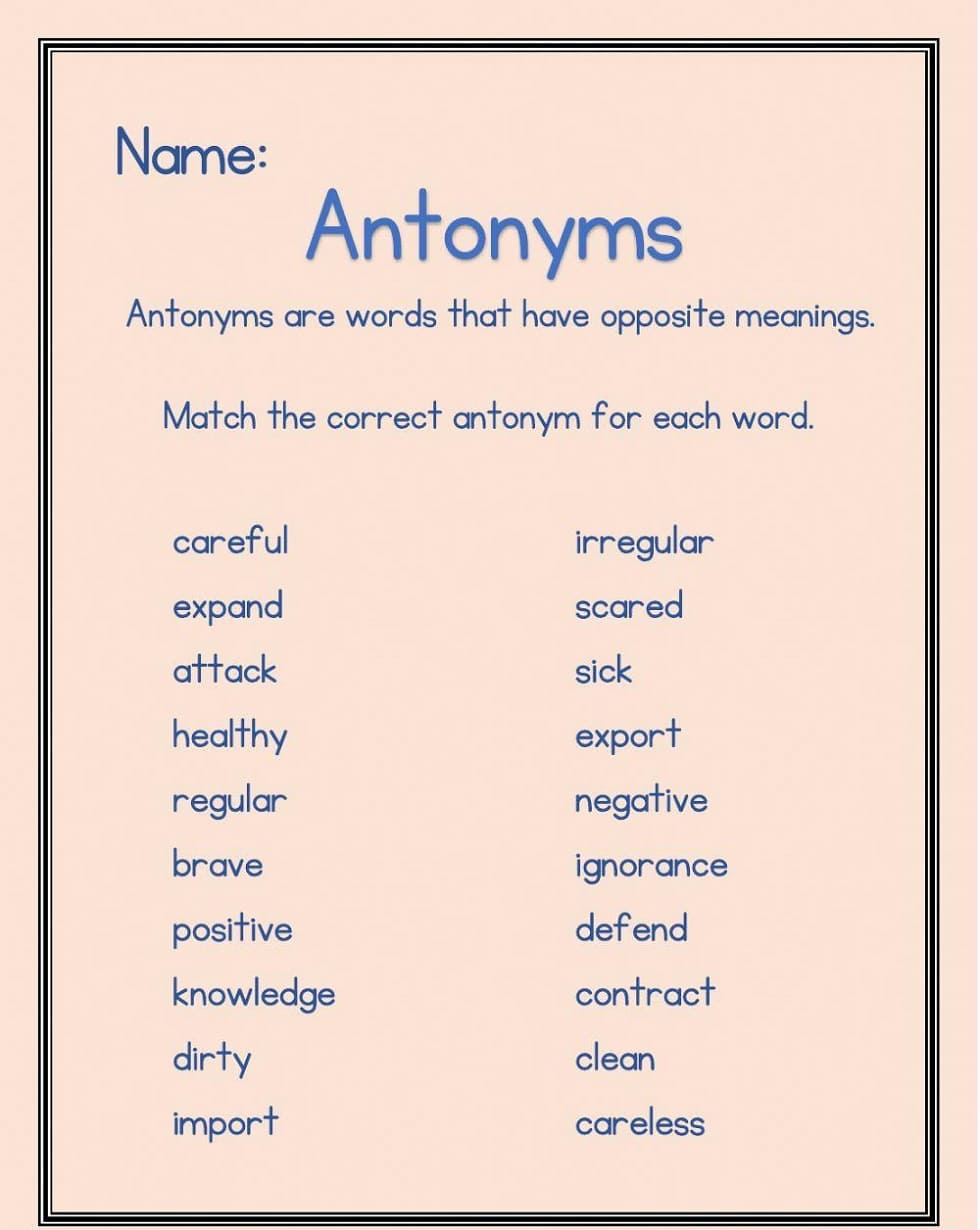 Synonyms and Antonyms Worksheet Photo