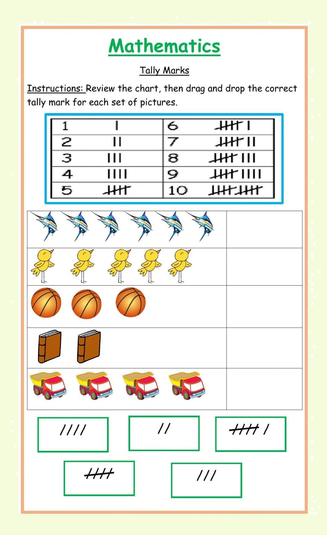 Tally Mark Worksheet Free Picture