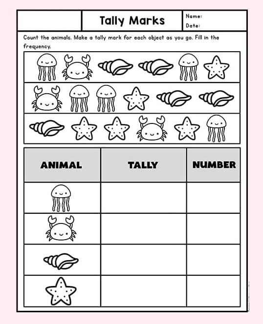 Tally Mark Worksheet Free