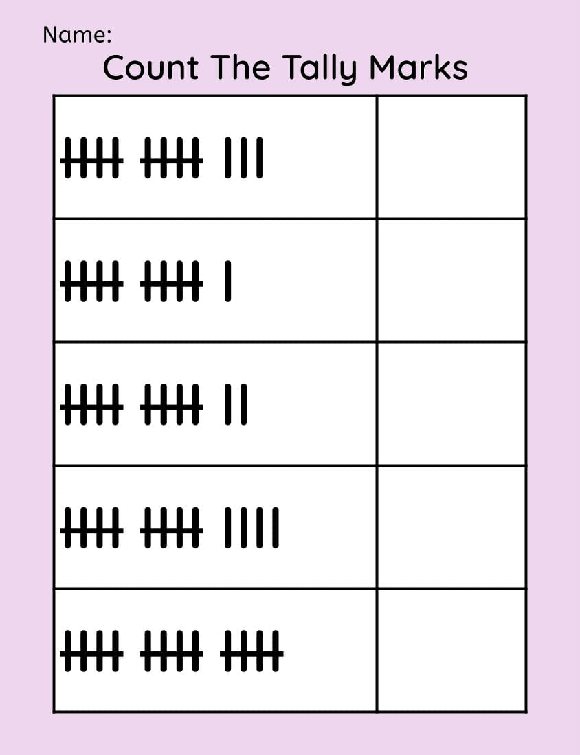 Tally Mark Worksheet Picture