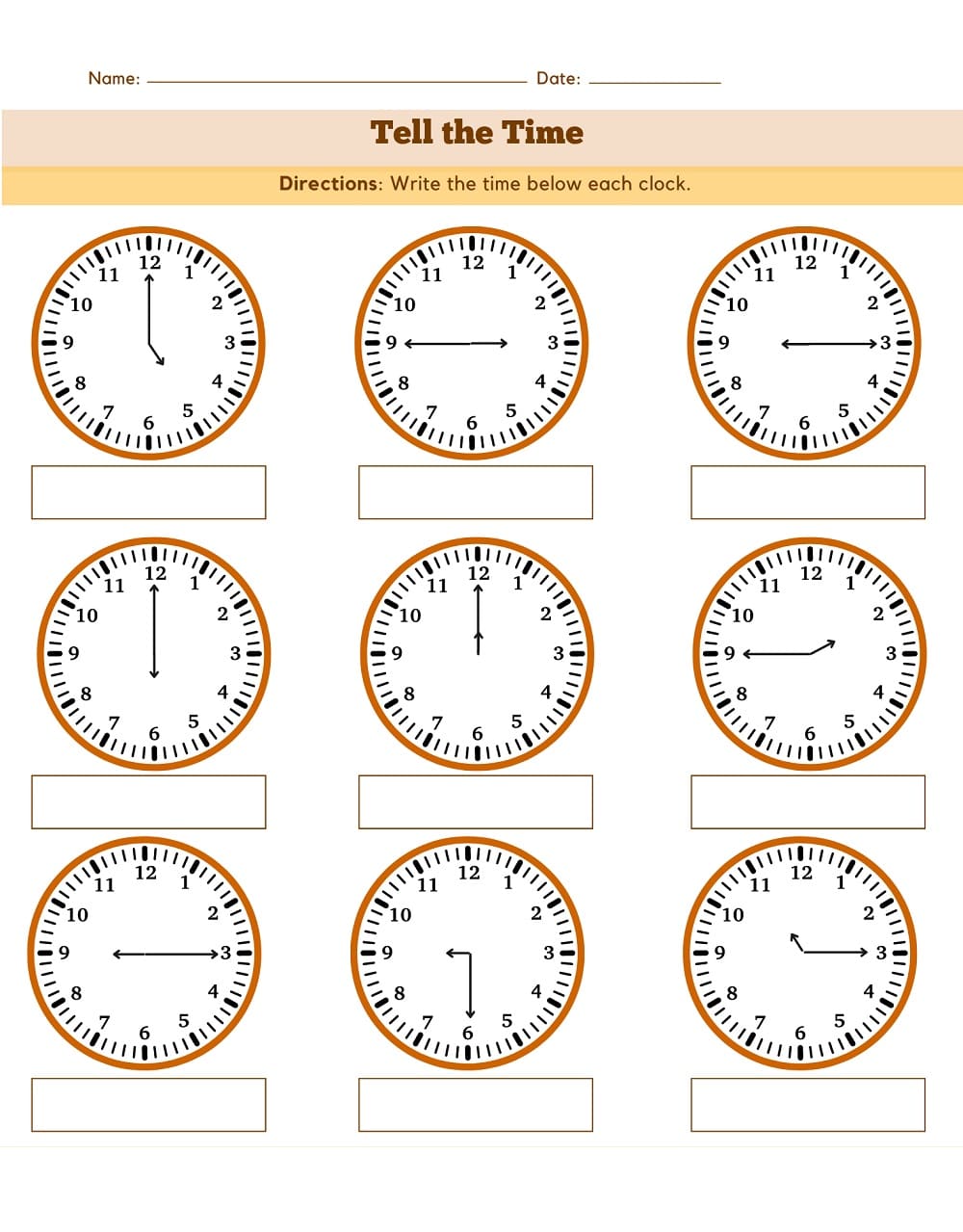 Telling Time Worksheet For Free