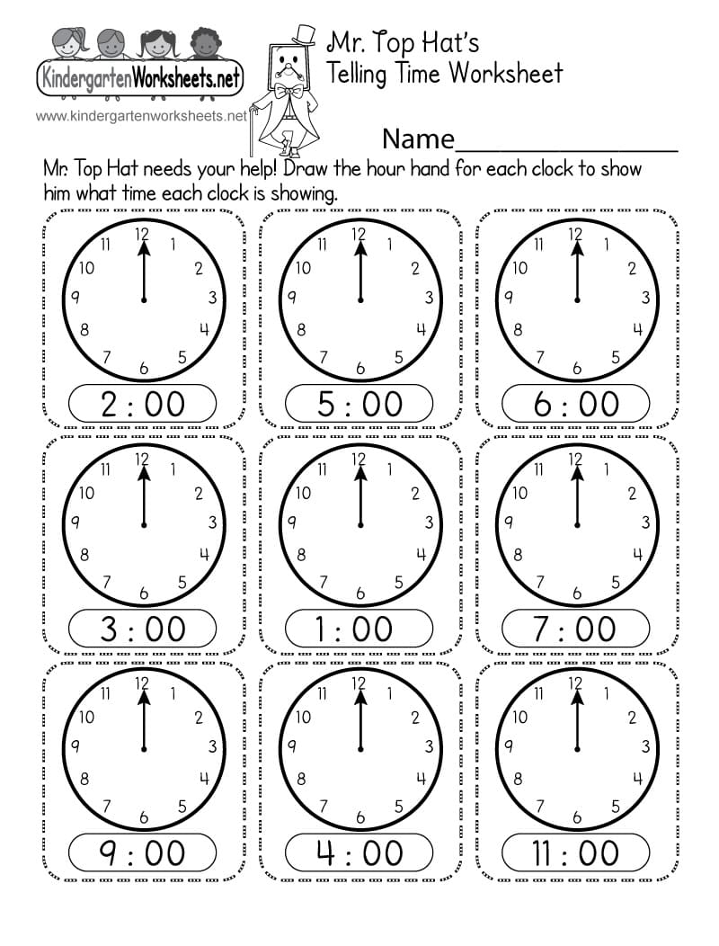 Telling Time Worksheet For Kid