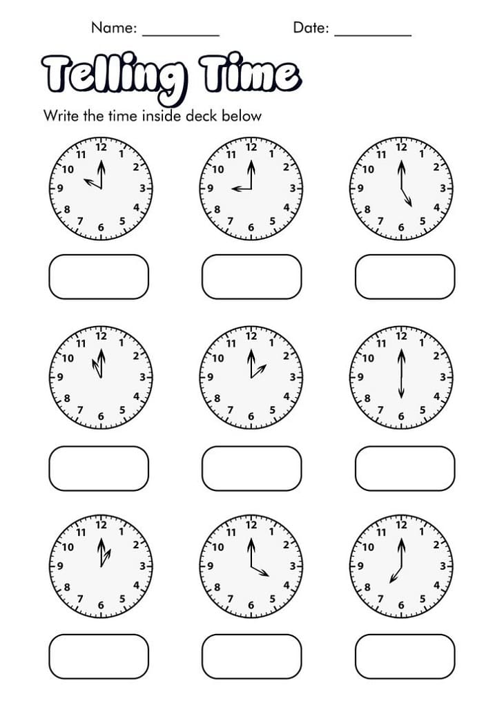 Telling Time Worksheet Image