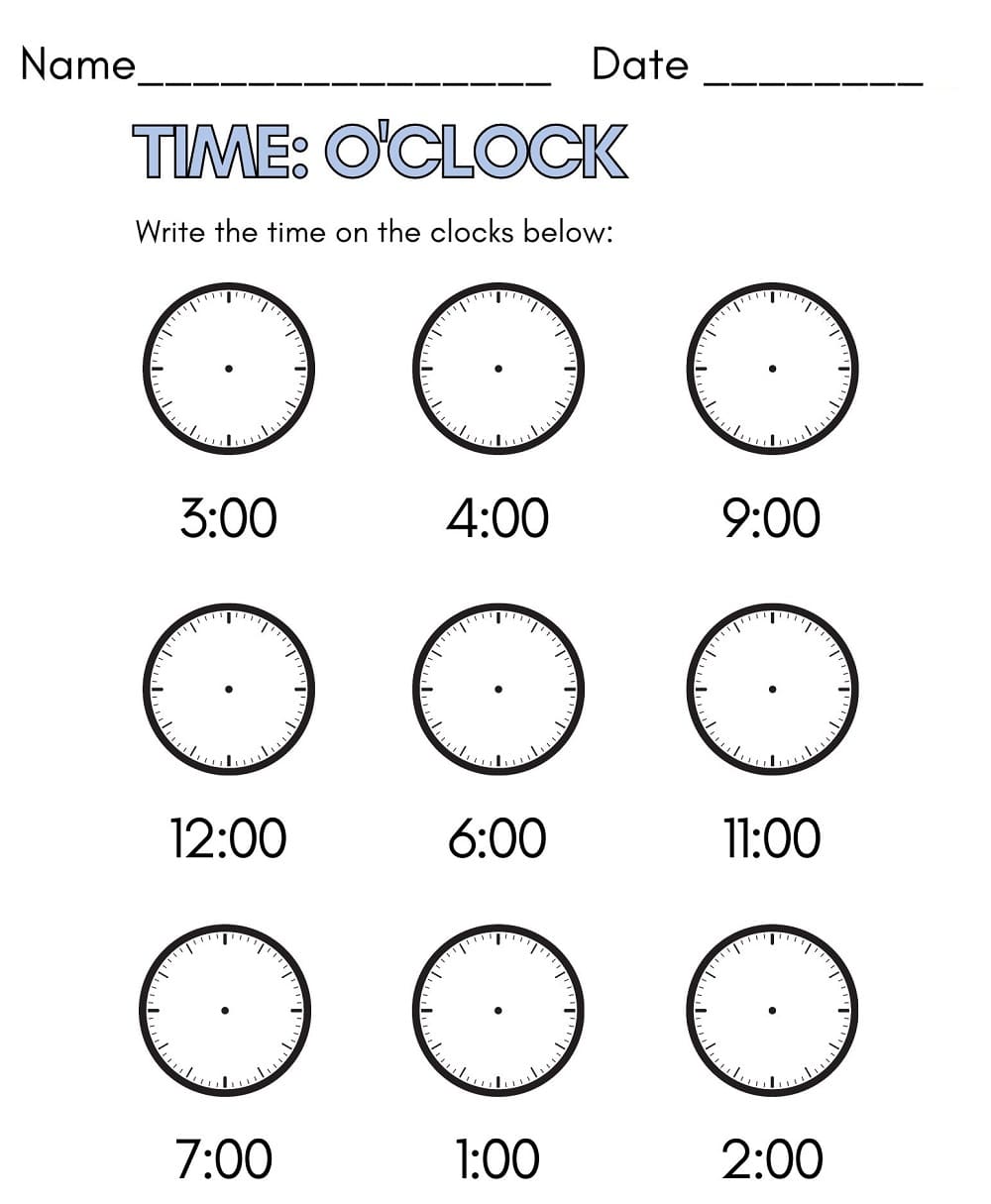 Telling Time Worksheet Images