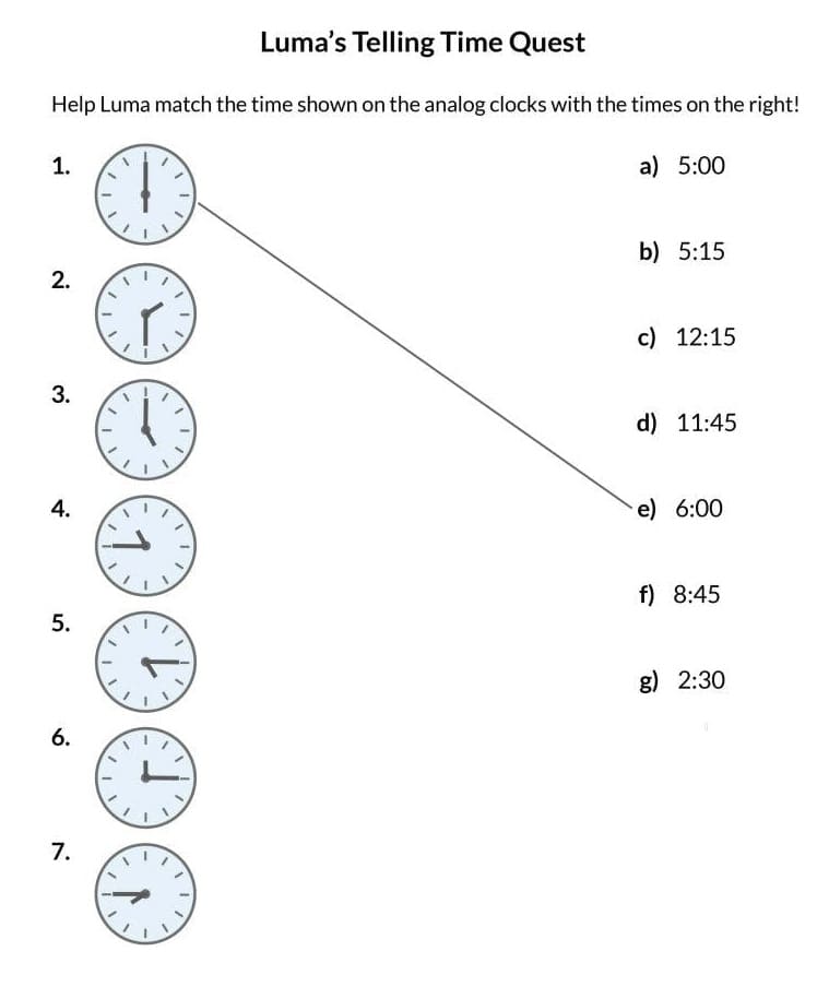 Telling Time Worksheet Photo