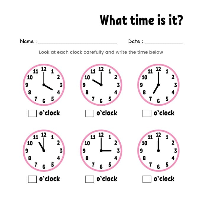 Telling Time Worksheets