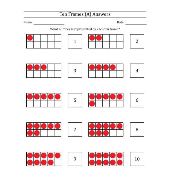 Ten Frame Worksheet Download Free