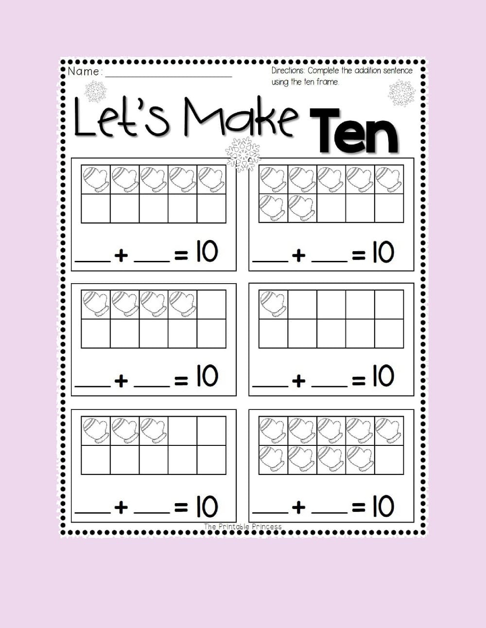 Ten Frame Worksheet Free Download