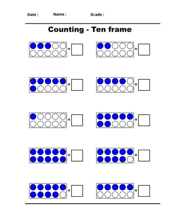 Ten Frame Worksheet Free Image