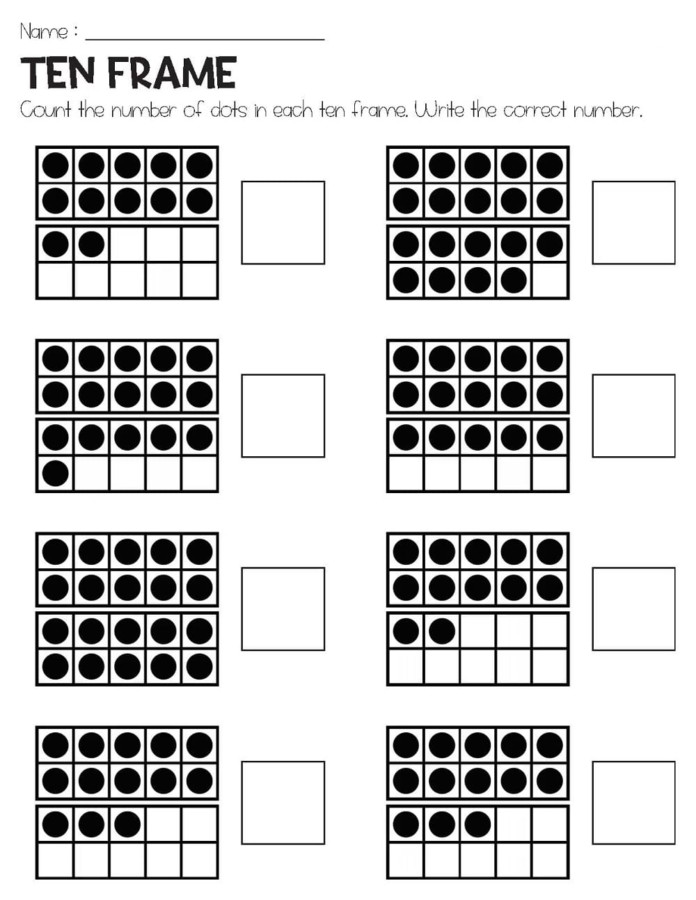 Ten Frame Worksheet Free Photos