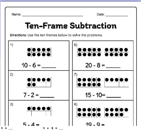 Ten Frame Worksheet Photo Download