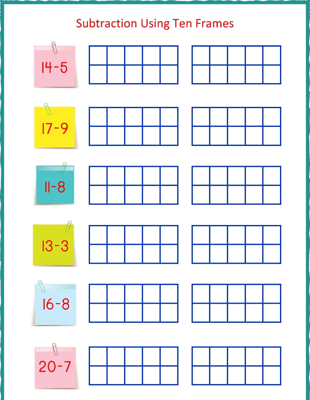 Ten Frame Worksheet Photo