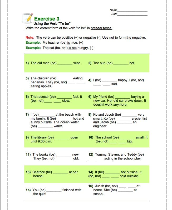 Verb Tense Worksheet Free Download