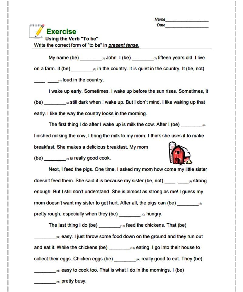 Verb Tense Worksheet Free