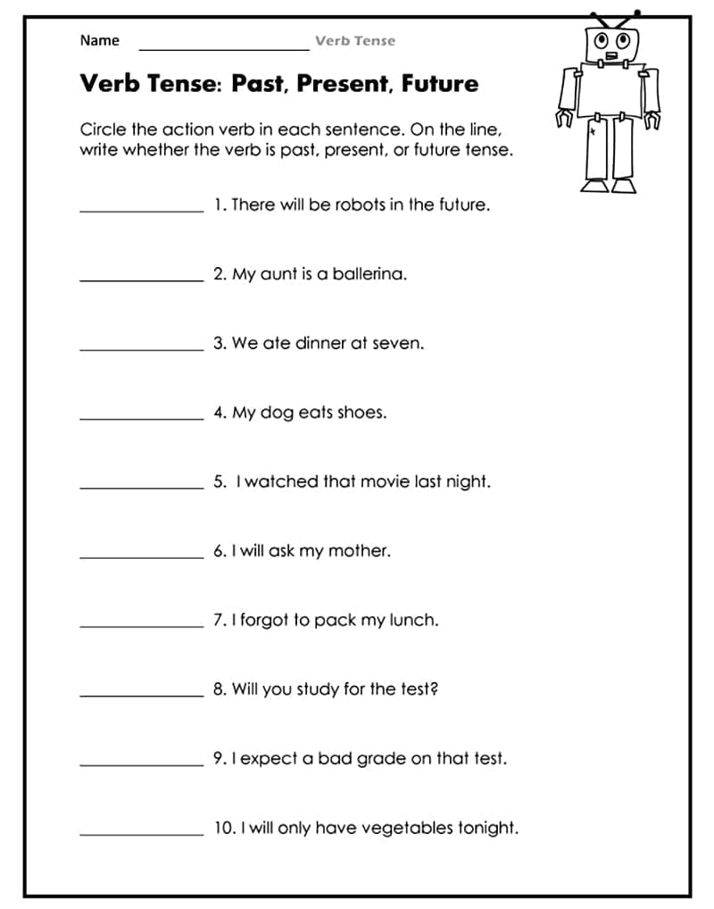 Verb Tense Worksheet Image