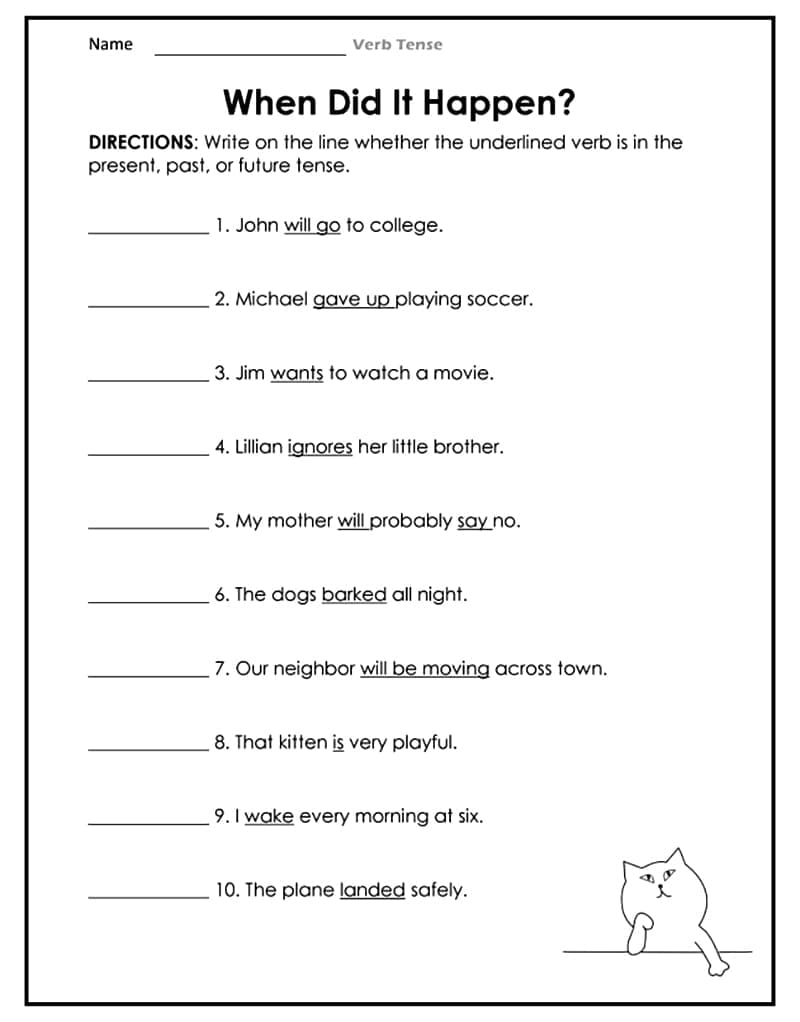 Verb Tense Worksheet Images