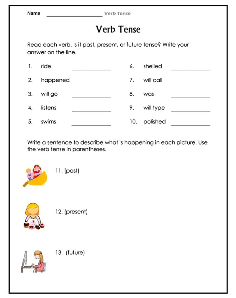 Verb Tense Worksheet Photos