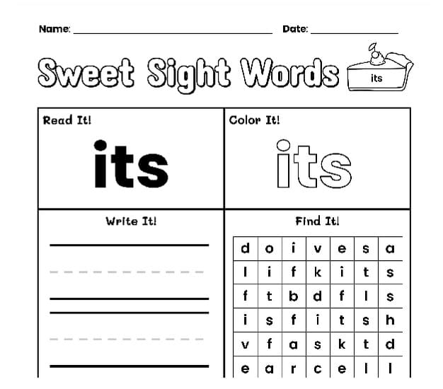 Sight Word Worksheet