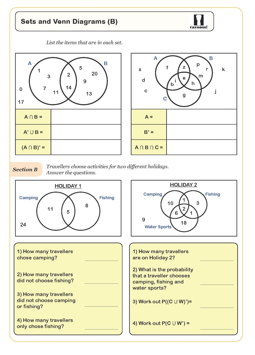 Free Venn Diagram Worksheet